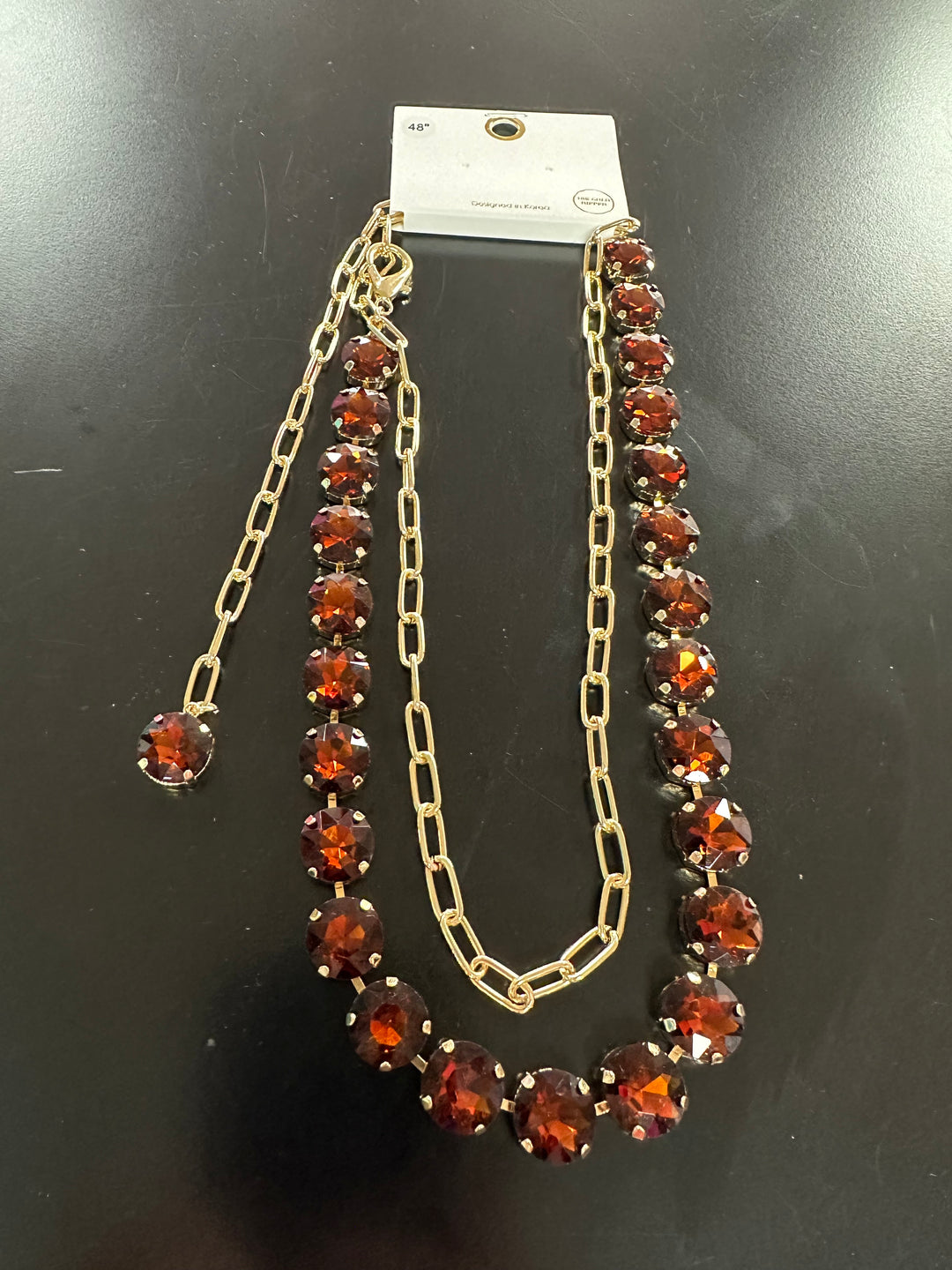 Fall Brown Faceted Rhinestone Necklace