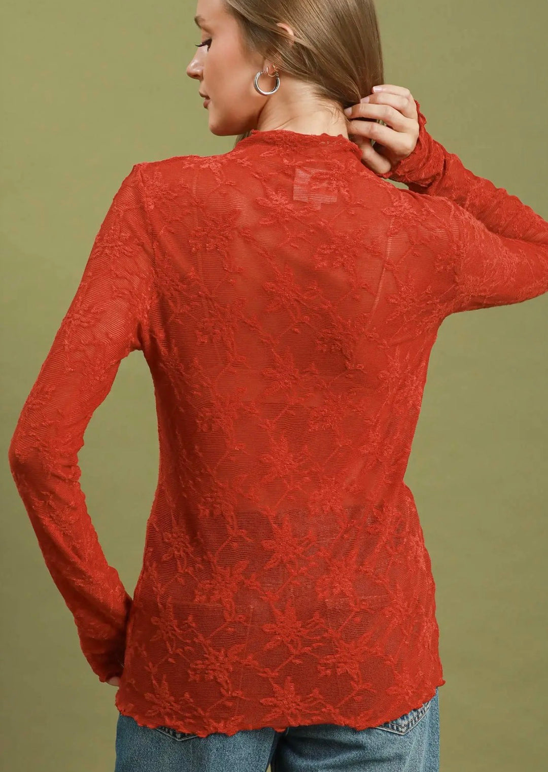 Goji Berry Lace Mesh Top