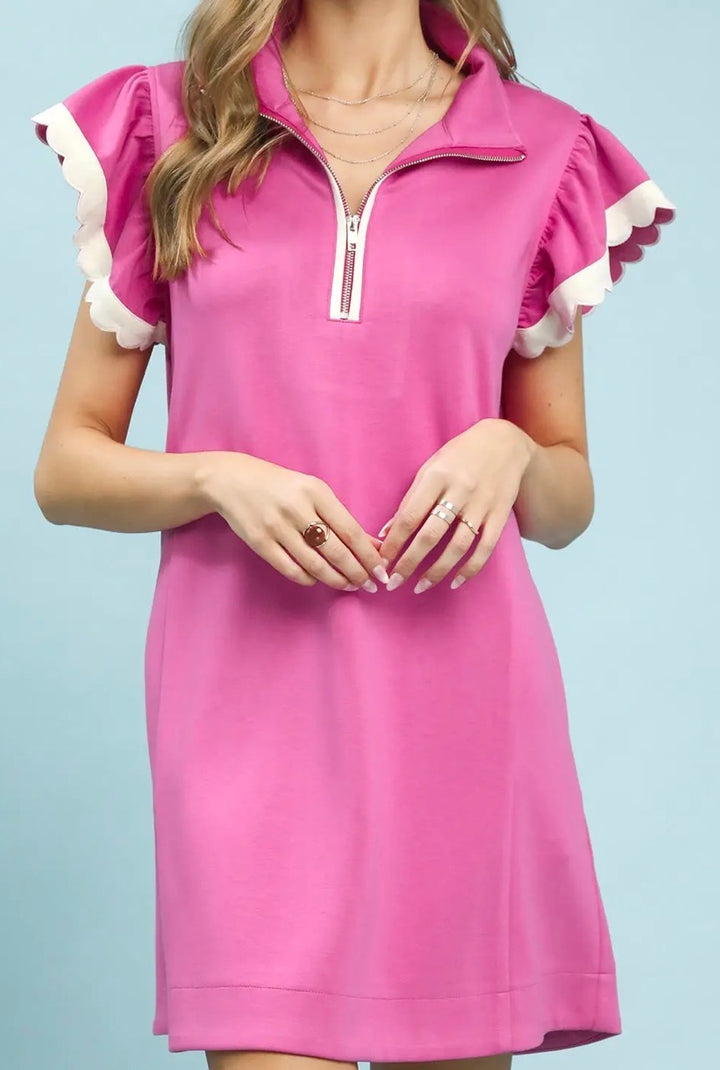Umgee Ruffle Sleeve Knit Dress