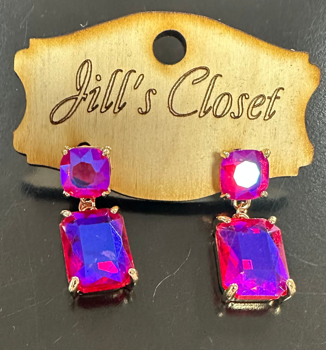 Rectangular Crystal Stud Earrings