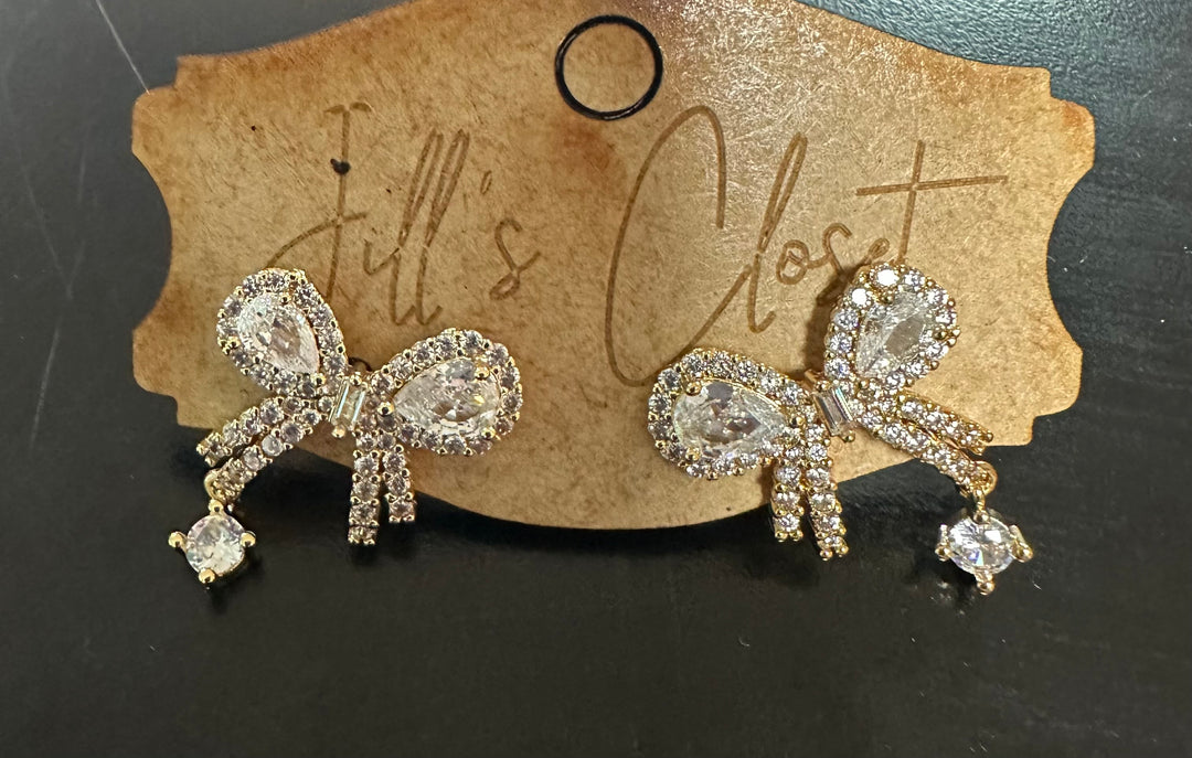 Blinged Bow Stud Earrings