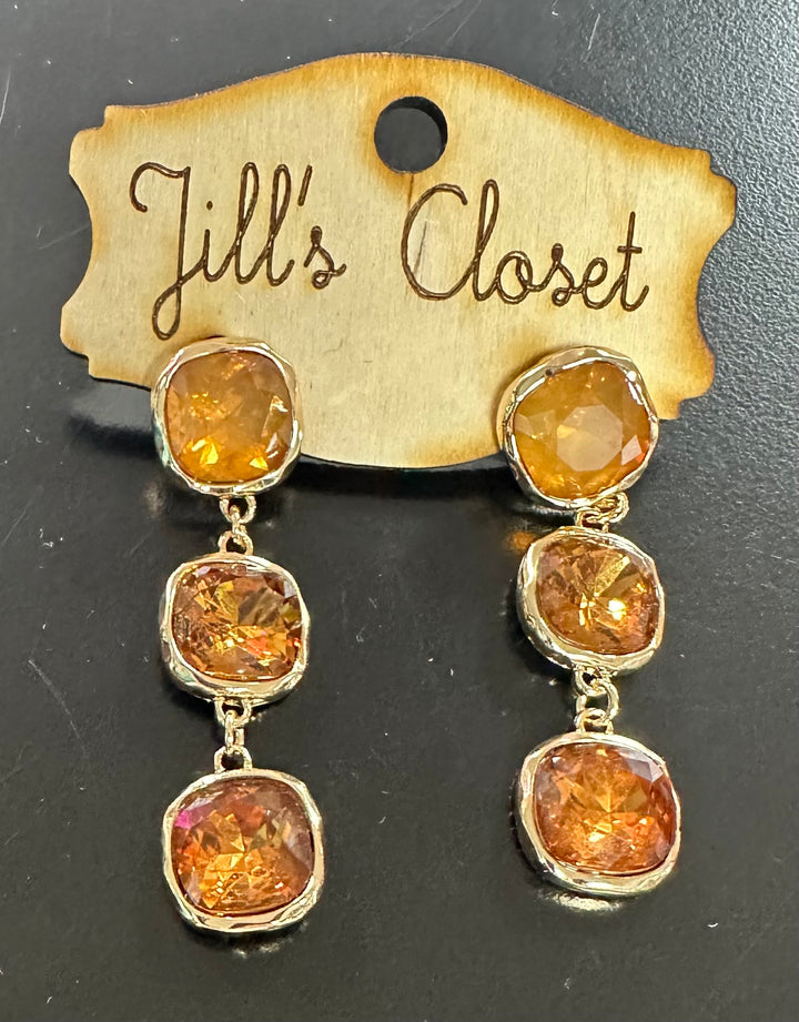 Triple Drop Rhinestone Stud Earrings