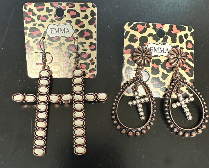 Copper Cross Earrings
