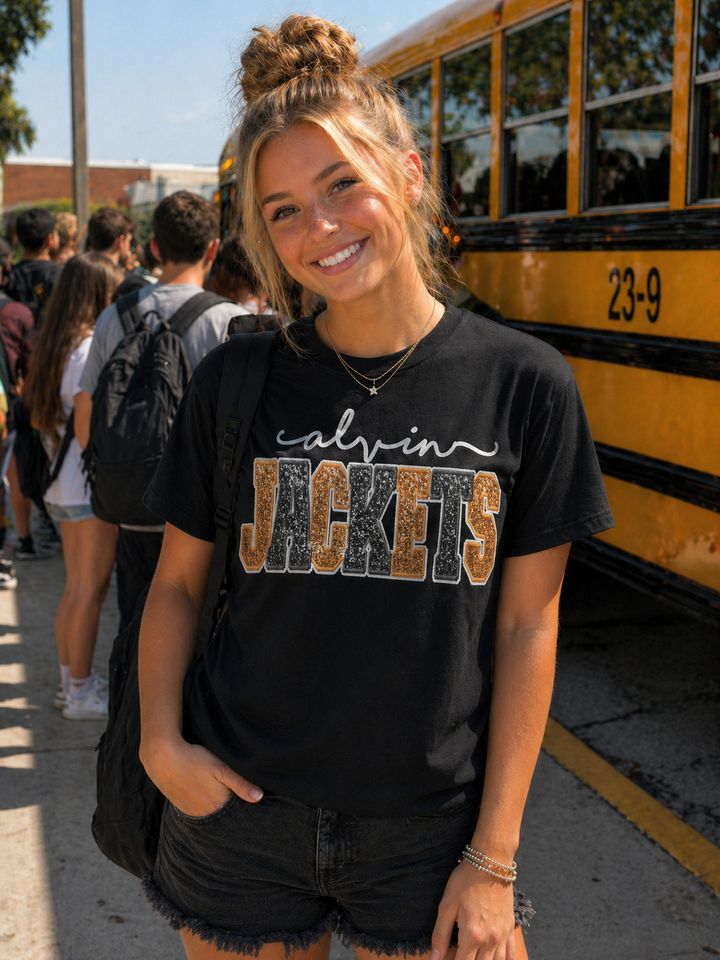 Faux Glitter Jackets Tee