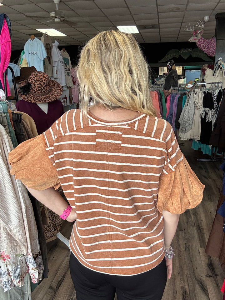 Puff Sleeve Striped Top
