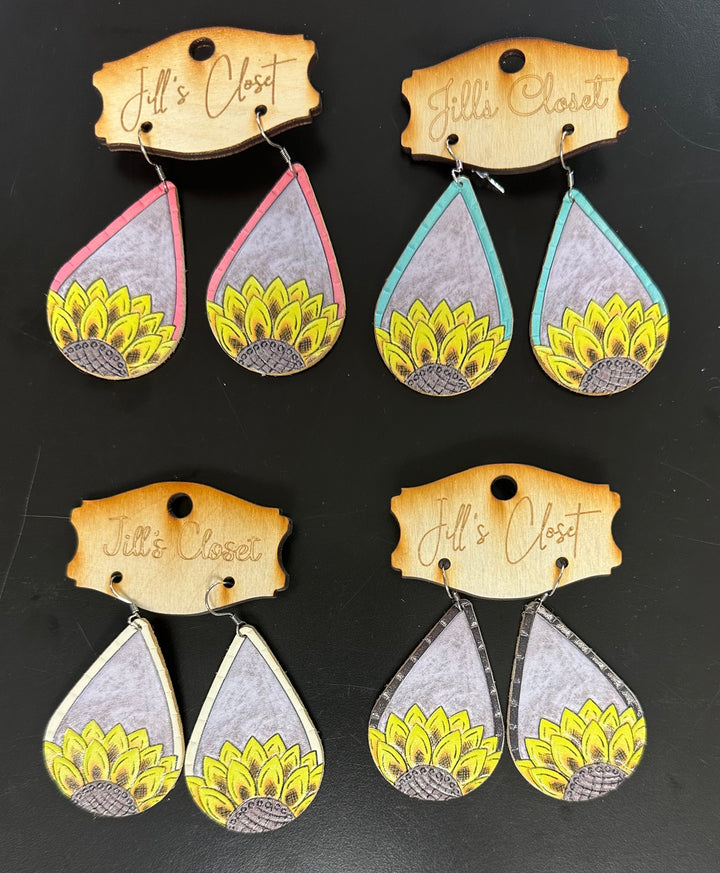 Sunflower Teardrop Earrings