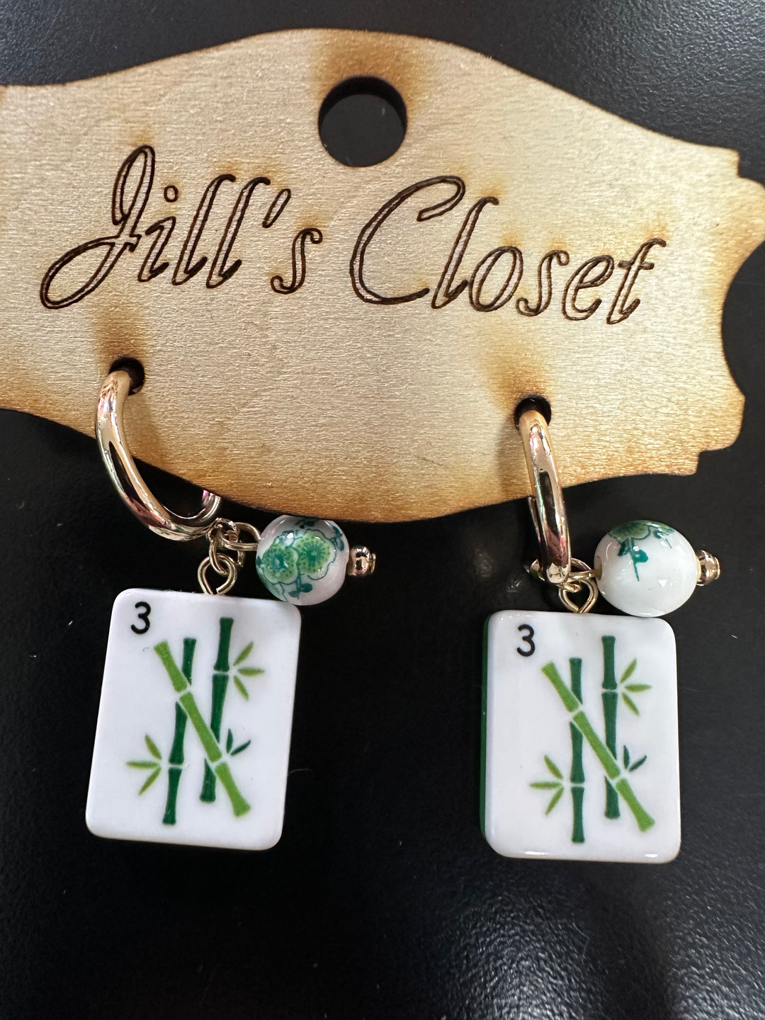 Mahjong Hoop Tile Earrings