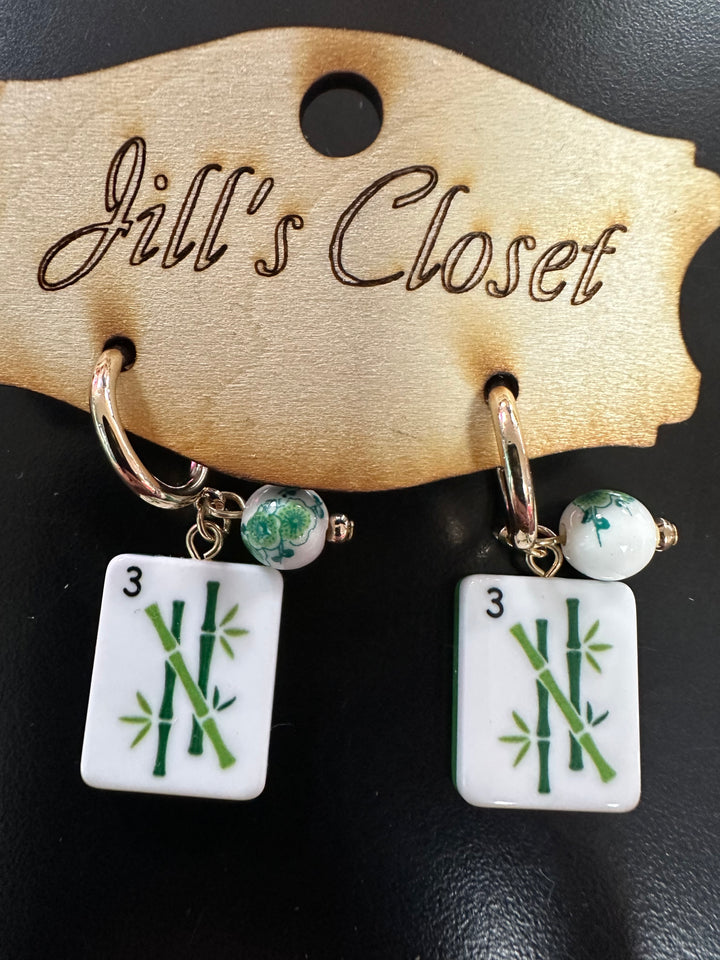 Mahjong Hoop Tile Earrings