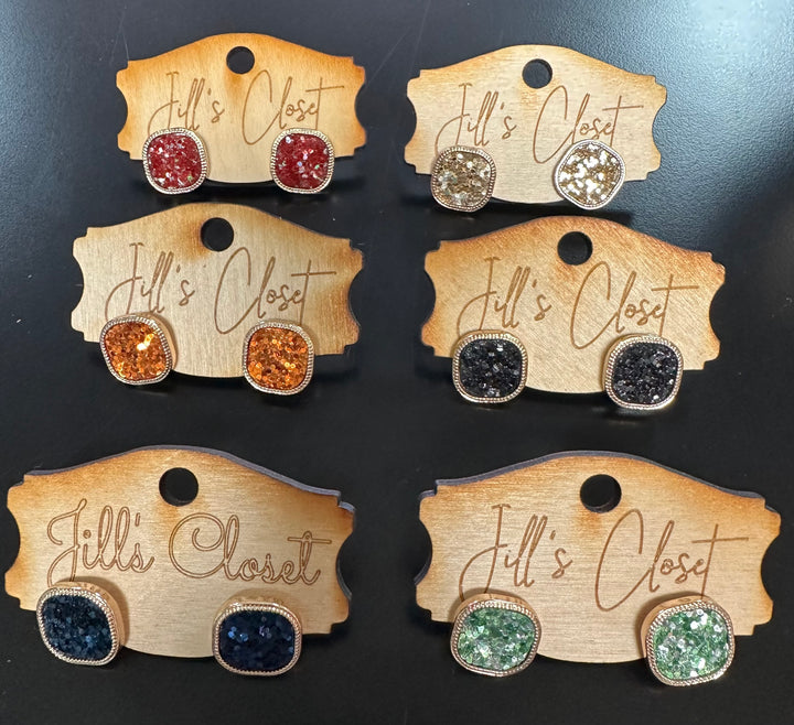 Square Sequin Stud Earrings
