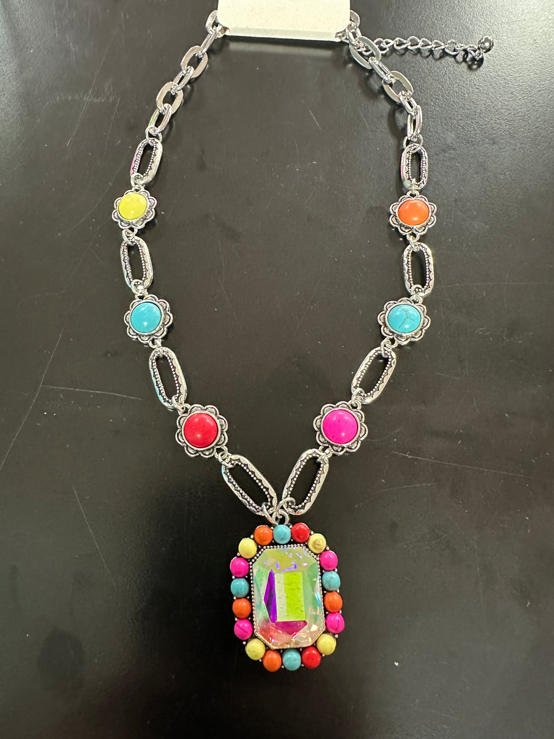 Multicolored Lg Charm Necklace