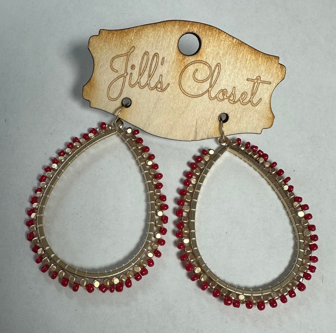 Teardrop Beaded Hoop Earrings