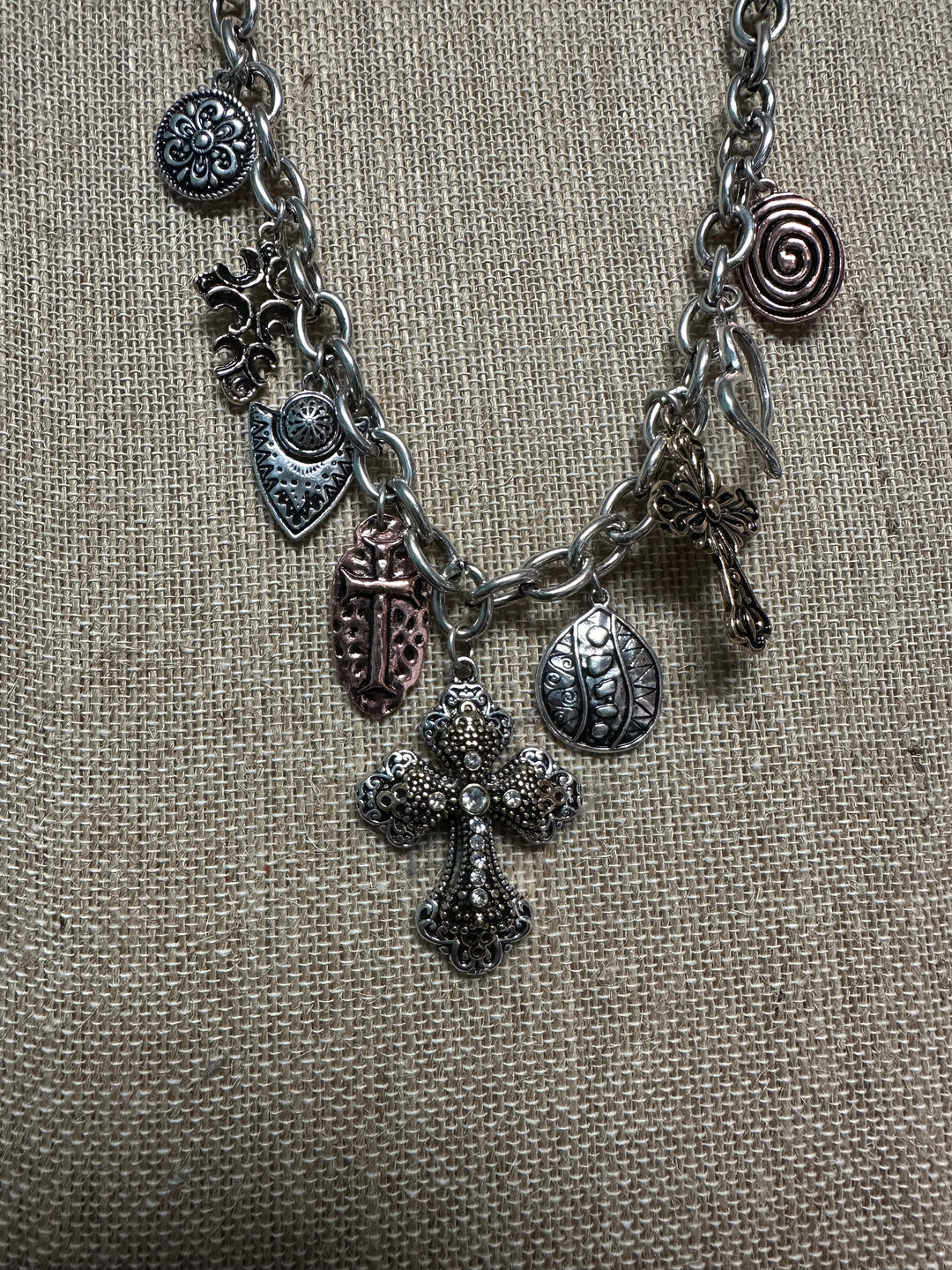 Cross Charm Necklace & Earrings