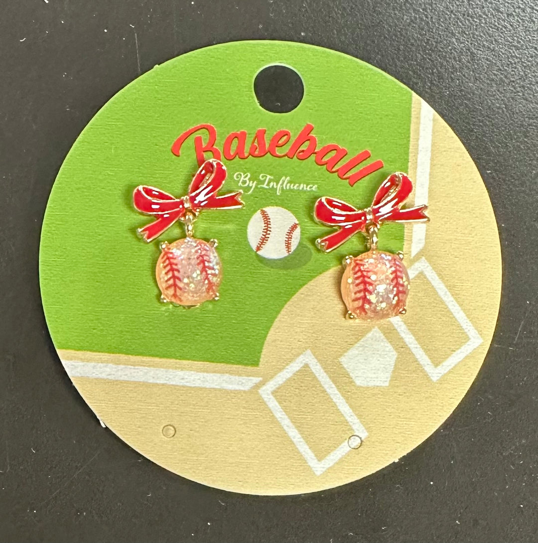 Baseball Bow Earrings