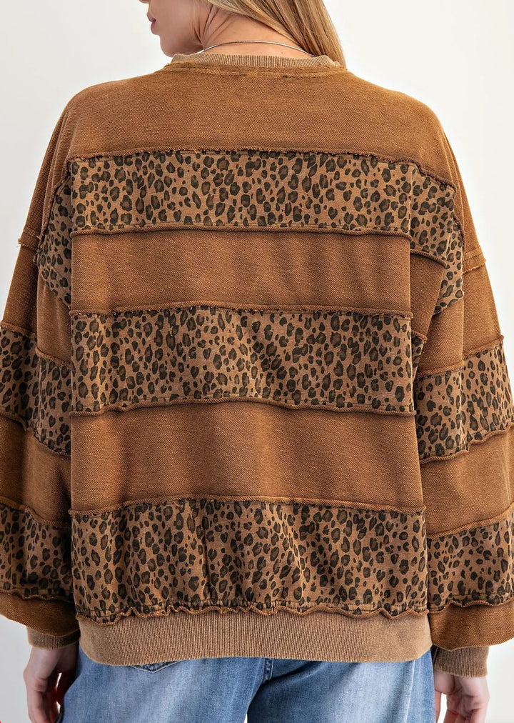 Animal Print Striped Sweatshirt
