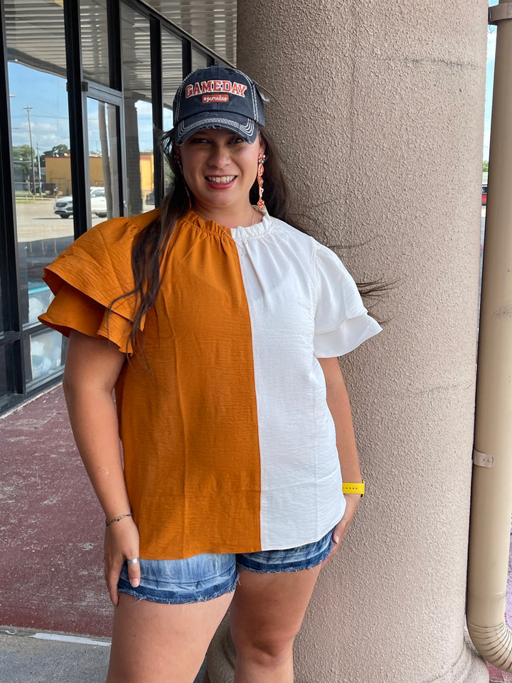 Color Block Game Day top