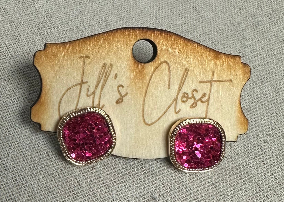 Square Sequin Stud Earrings