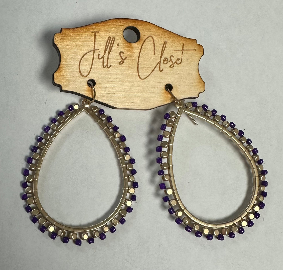 Teardrop Beaded Hoop Earrings