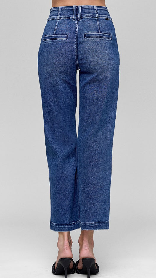 Risen Crop Wide Leg Jeans