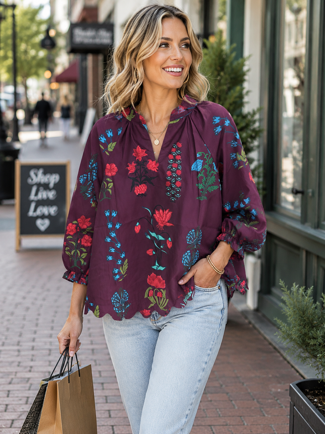 Wine & Dine Floral Blouse