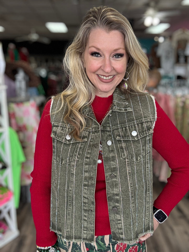 Denim Sparkle Vest