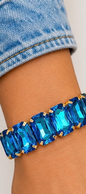 Rectangle Faceted Jeweltone Bracelet