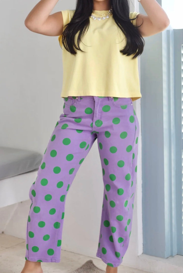 Bold Polkadot Barrel Jeans