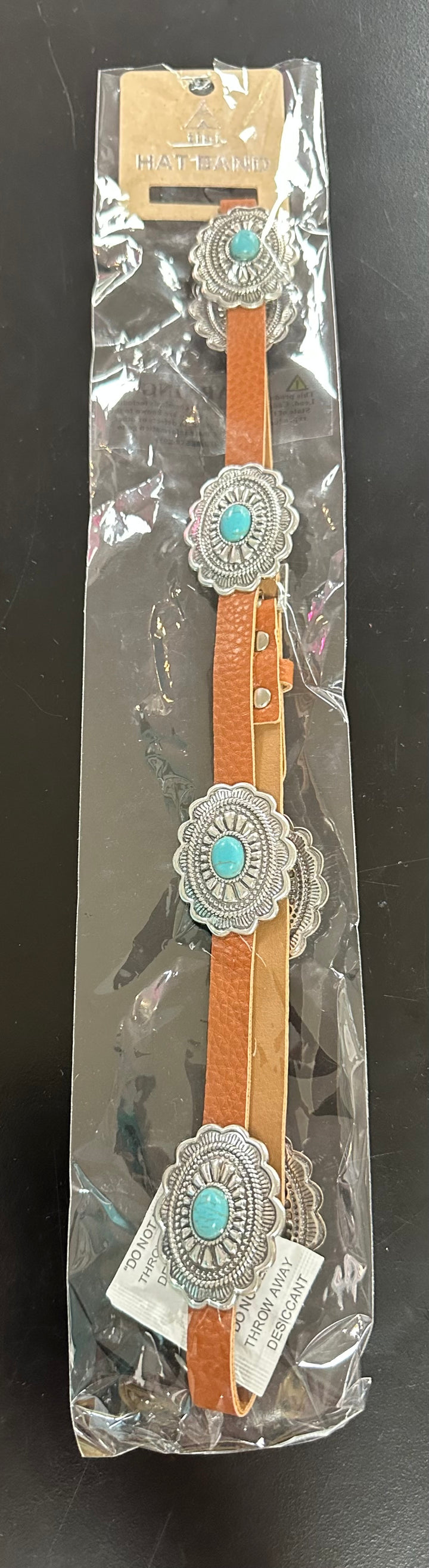 Concho on Leather Hatband