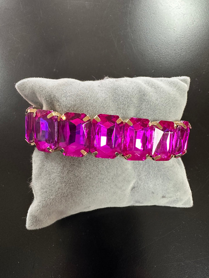 Rectangle Faceted Jeweltone Bracelet