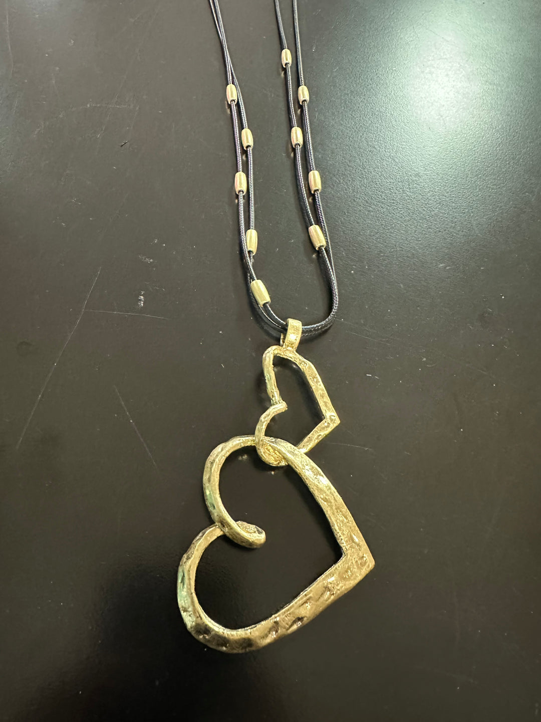 Brushed Double Heart Pendant