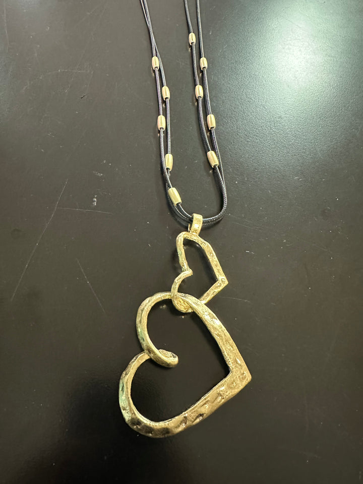 Brushed Double Heart Pendant