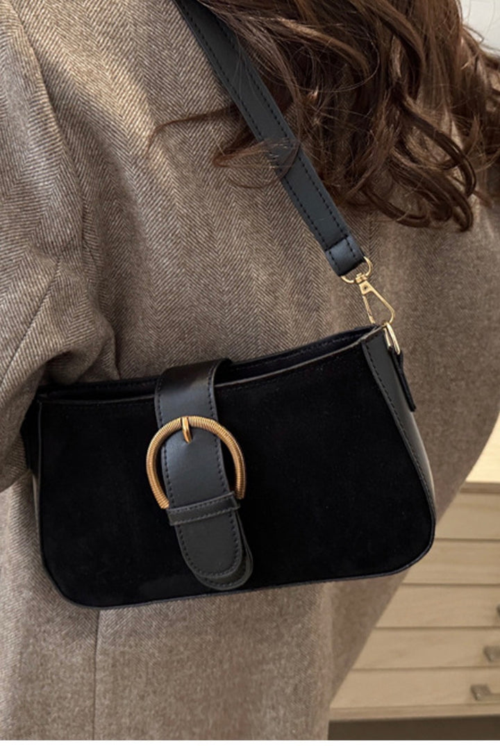 Faux Suede buckle Bag