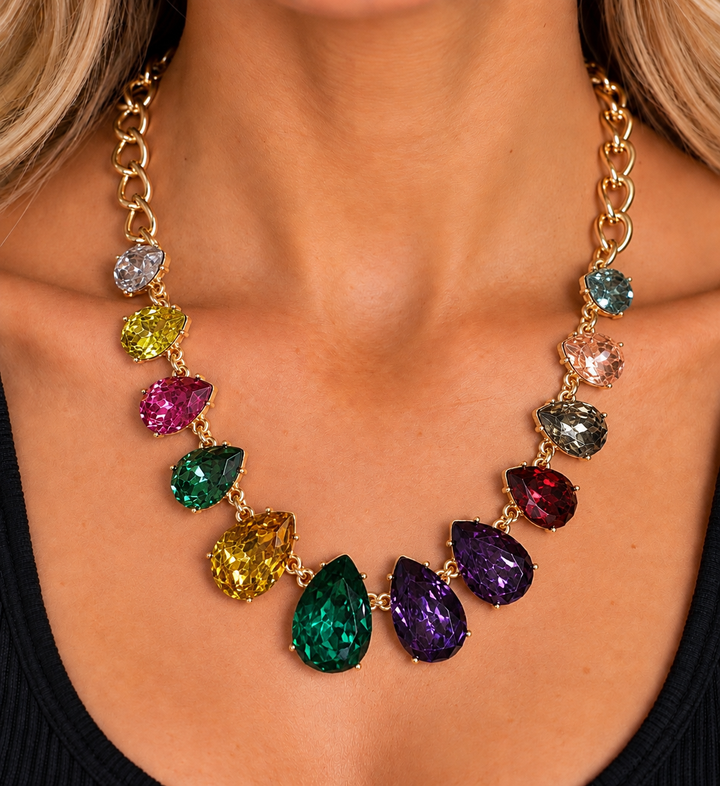 Teardrop Faceted Stone Necklace