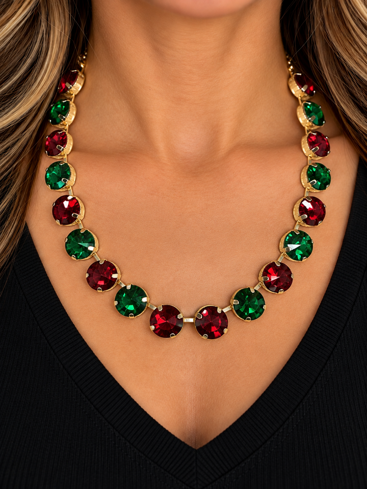 Christmas Faceted Stone Bling Necklace