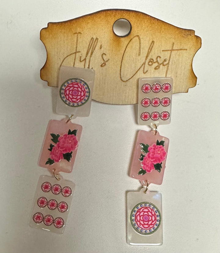Mahjong Hoop Tile Earrings