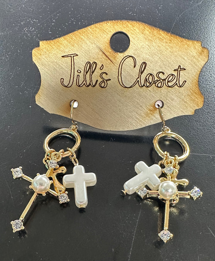 Cross Charm Earrings