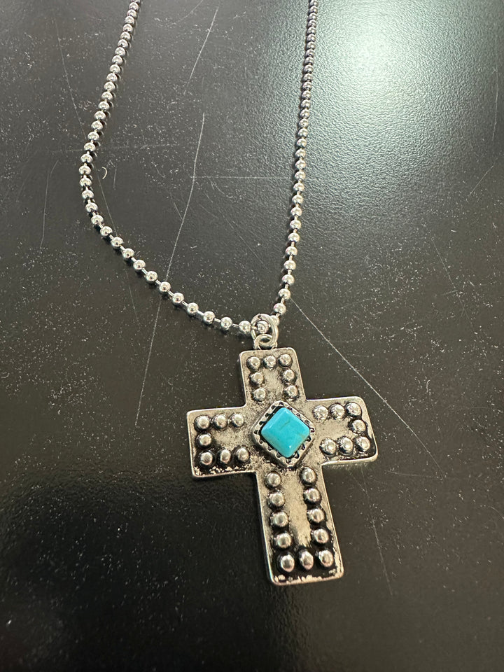 Turquoise Cross pendant Necklace