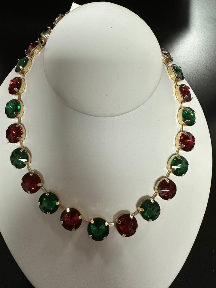 Christmas Faceted Stone Bling Necklace