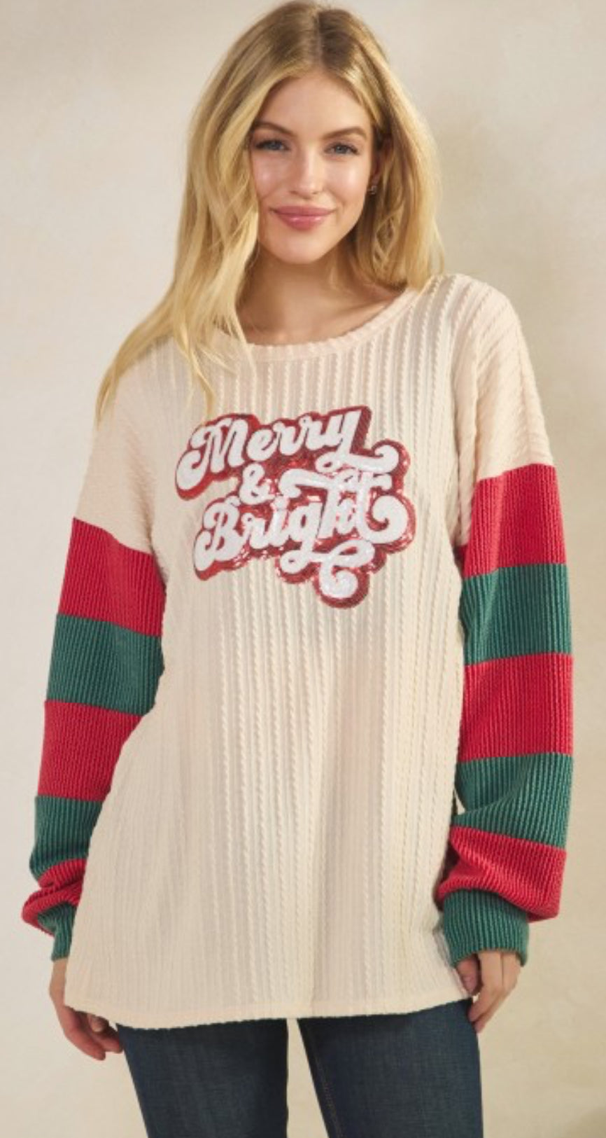 Christmas Color Block Top