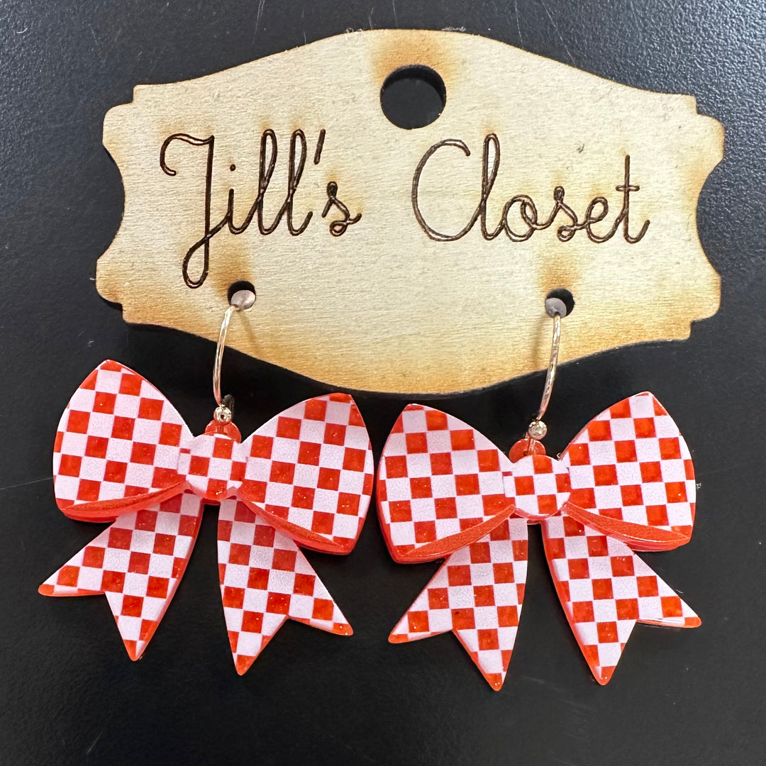 Checkered Bow Earrings