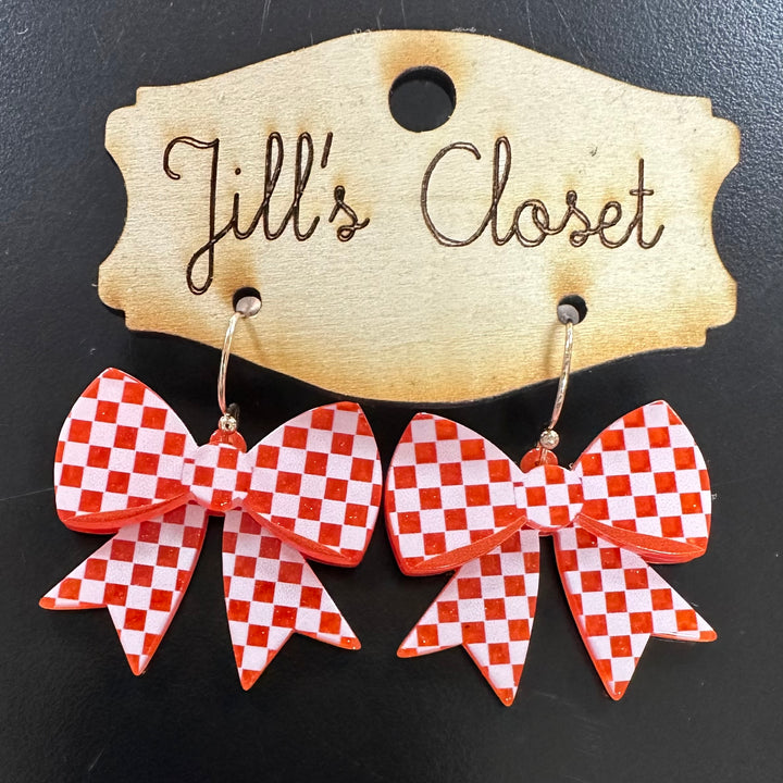 Checkered Bow Earrings