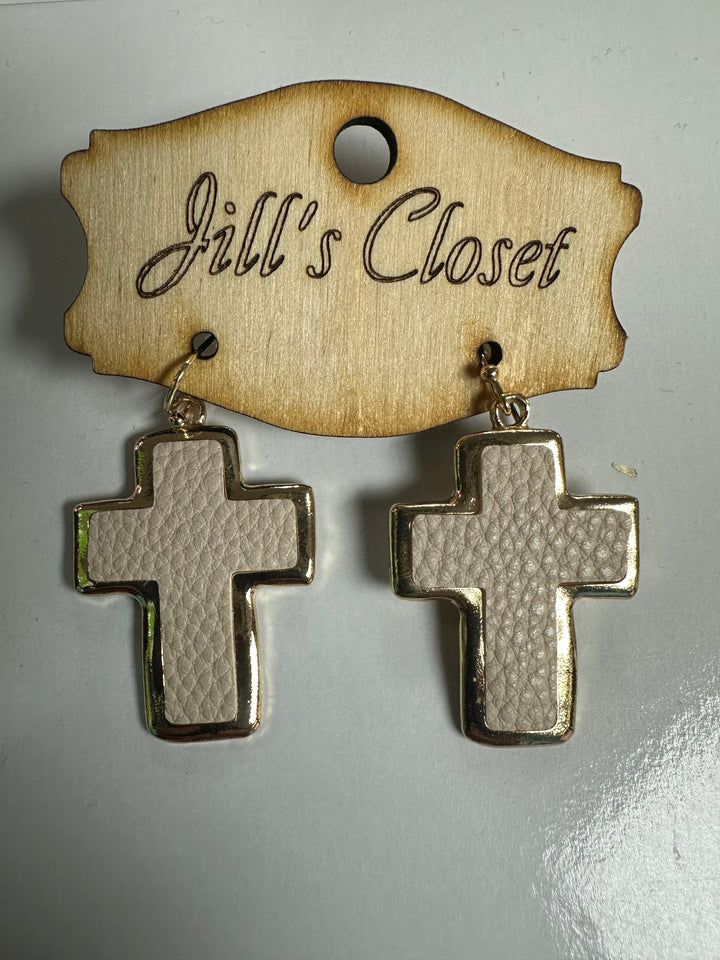 Leather Cross Fishhook Earrings