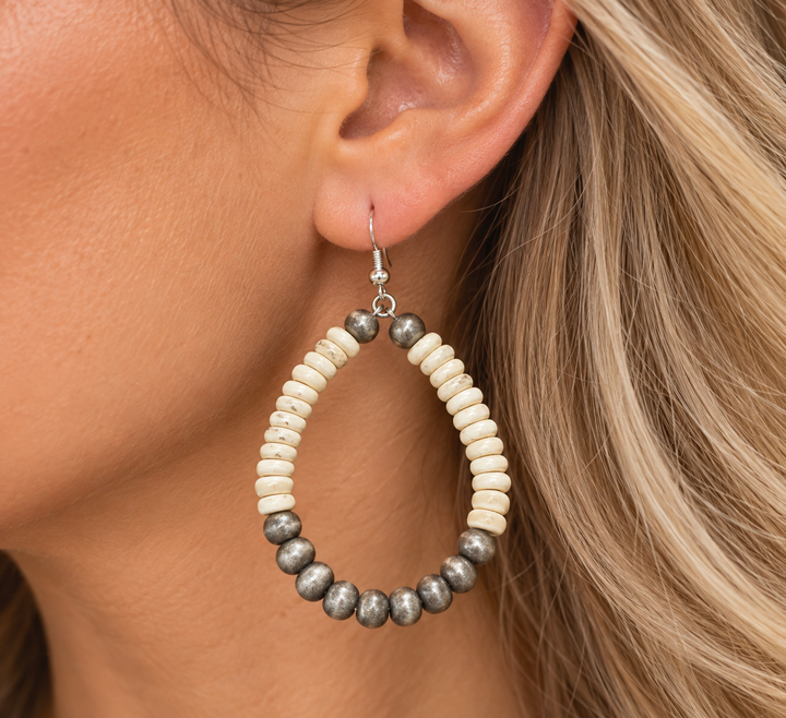 Silver & Bone Hoop Earrings