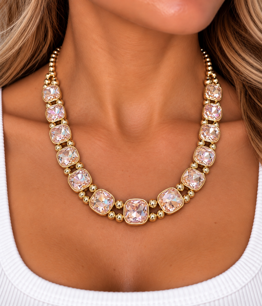 Extra Bling Faceted Stone Necklace