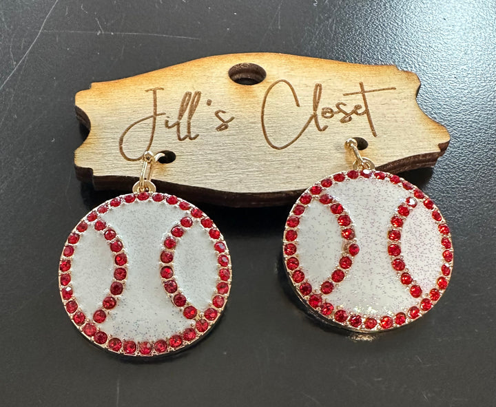 Baseball Rhinestone Earrings