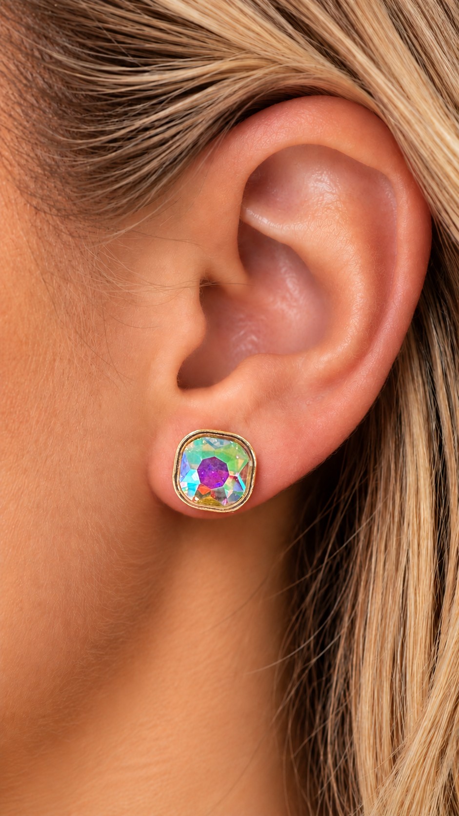Square Stud Bling Earrings