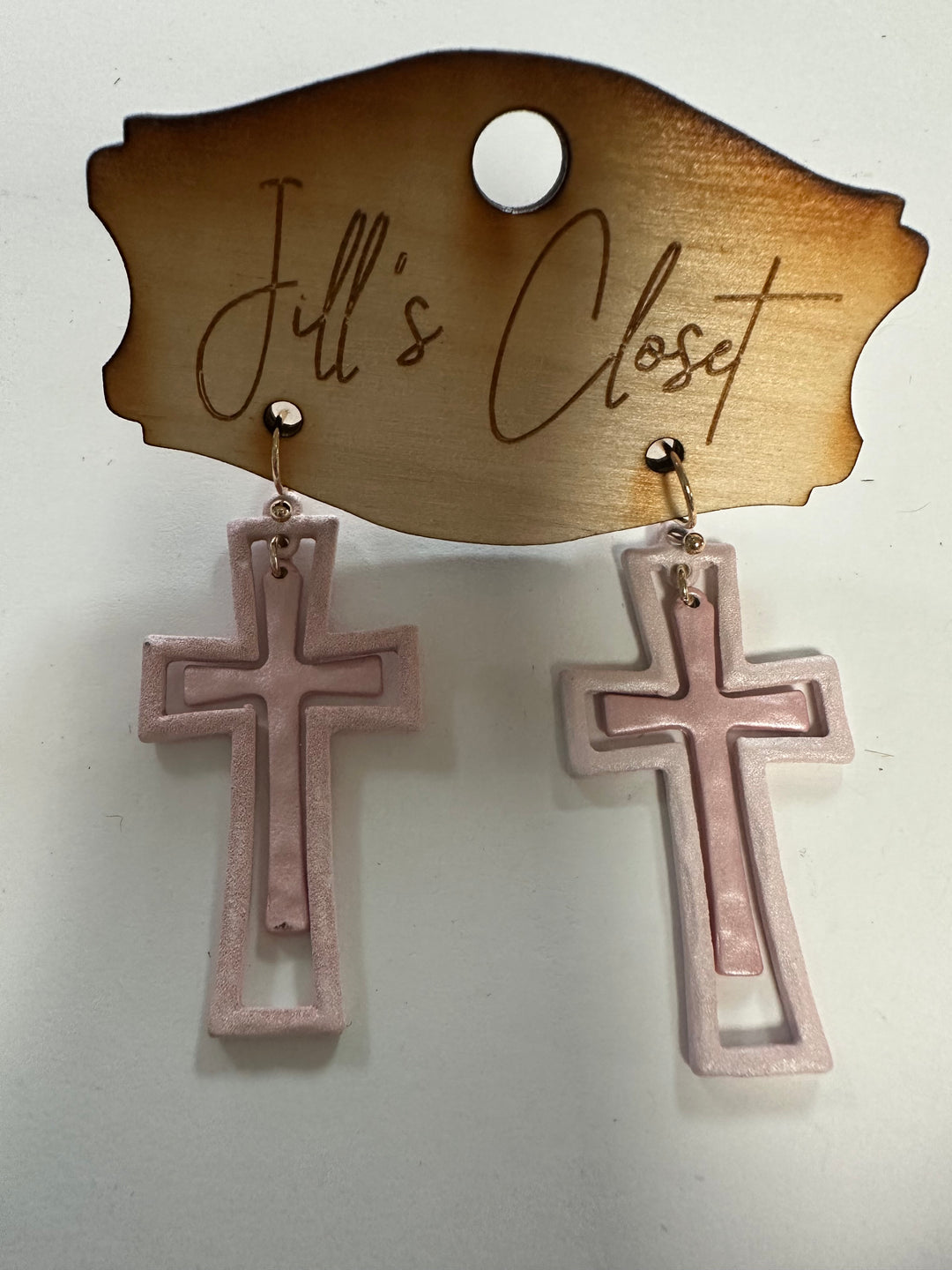 Hammered Metal Cross Earrings