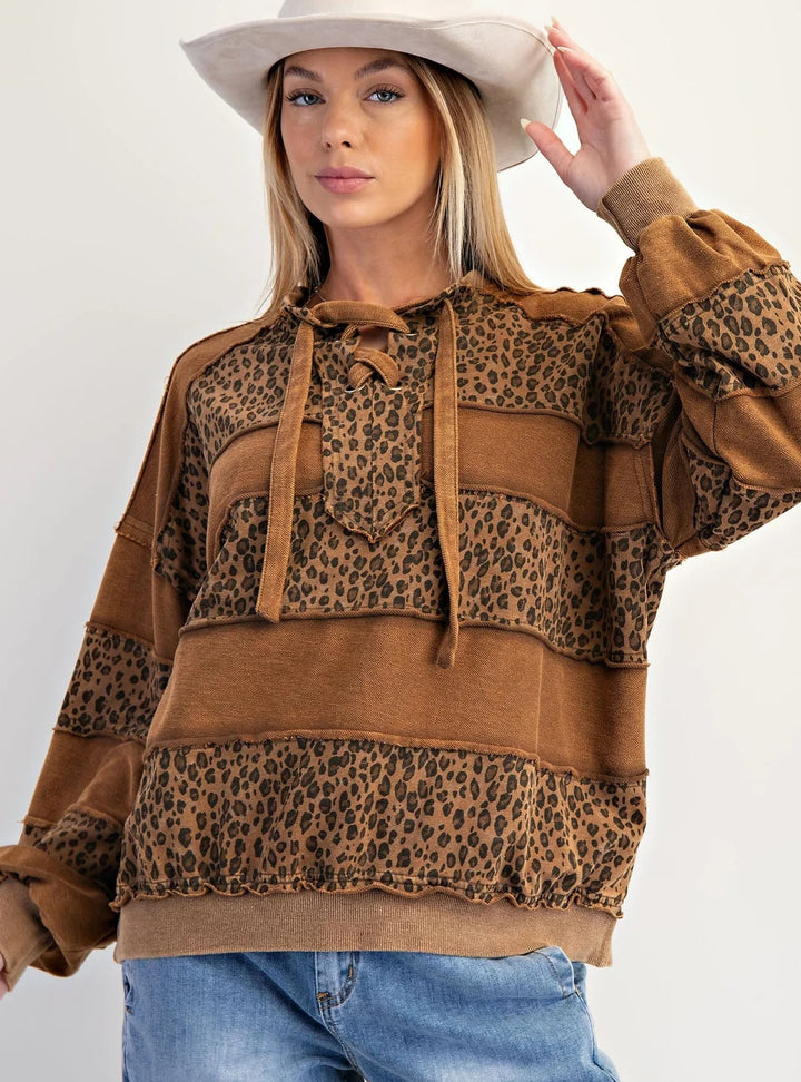 Striped French terry with laced neck