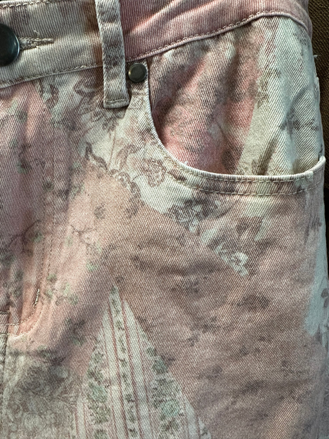 vintage rose pink patchwork jeans
