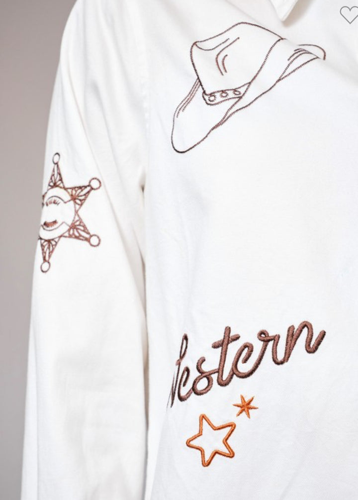 Embroidered Western Motif Shirt