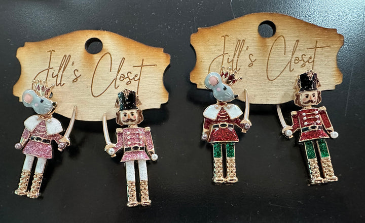 Enameled Nutcracker Earrings